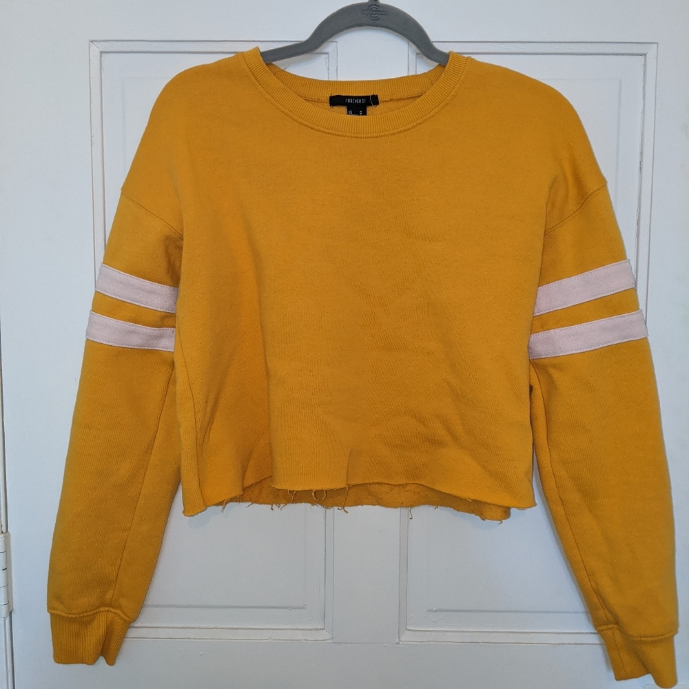 Yellow cropped jersey long sleeve